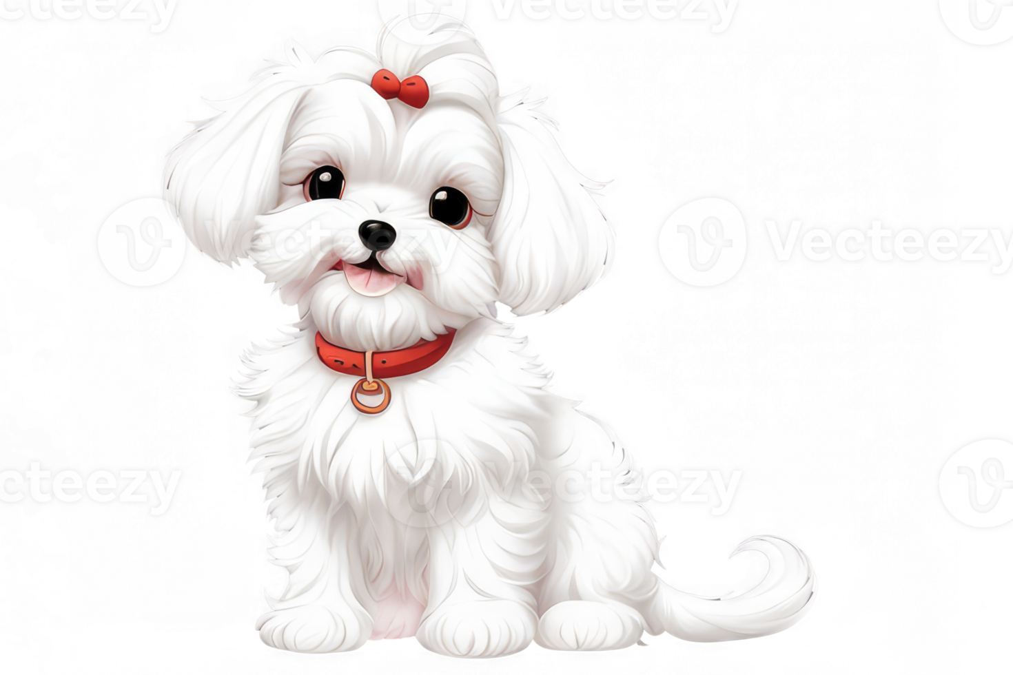 Cute maltese puppy on transparent background.Generative AI. png