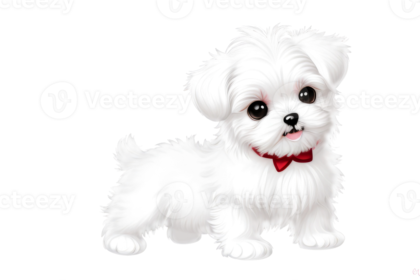 Cute maltese puppy on transparent background.Generative AI. png