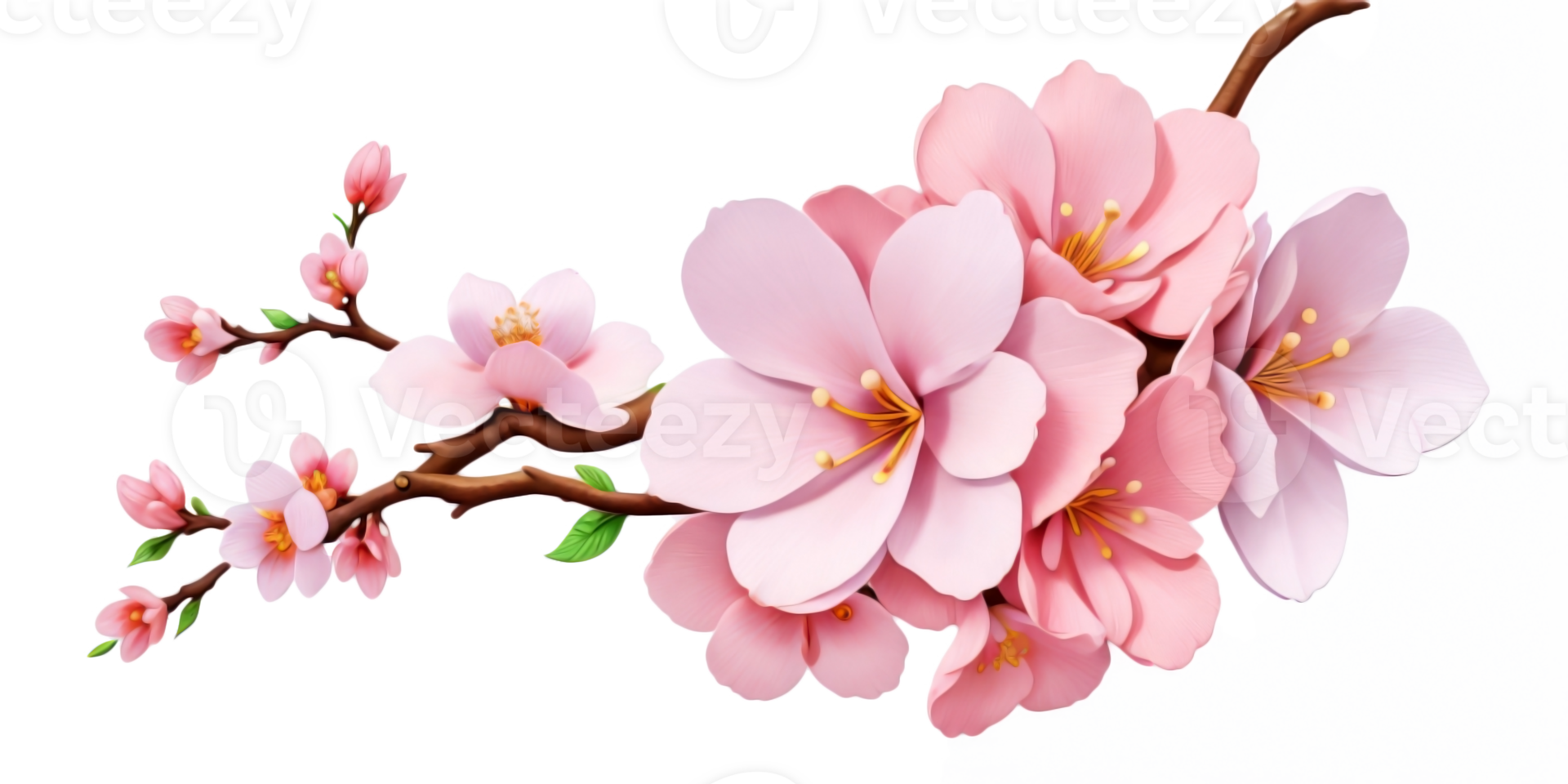 Pink cherry blossom on transparent background.Generative AI. png