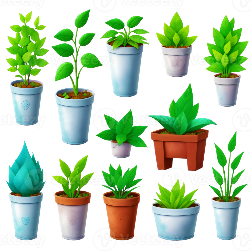 Plants in pots on transparent background.Generative AI. png
