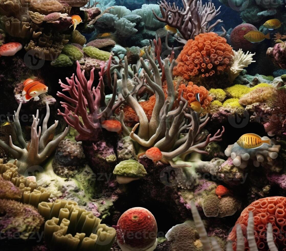 there are many different types of corals in this aquarium. generative