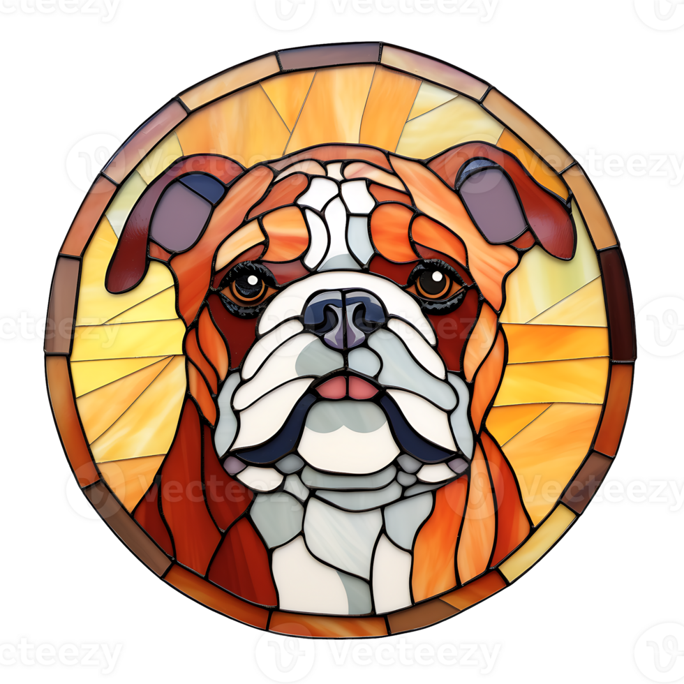 Bulldog stained-glass Generative AI png