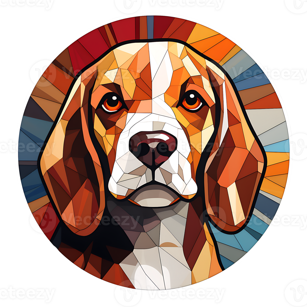 beagle hund färgatglas generativ ai. png