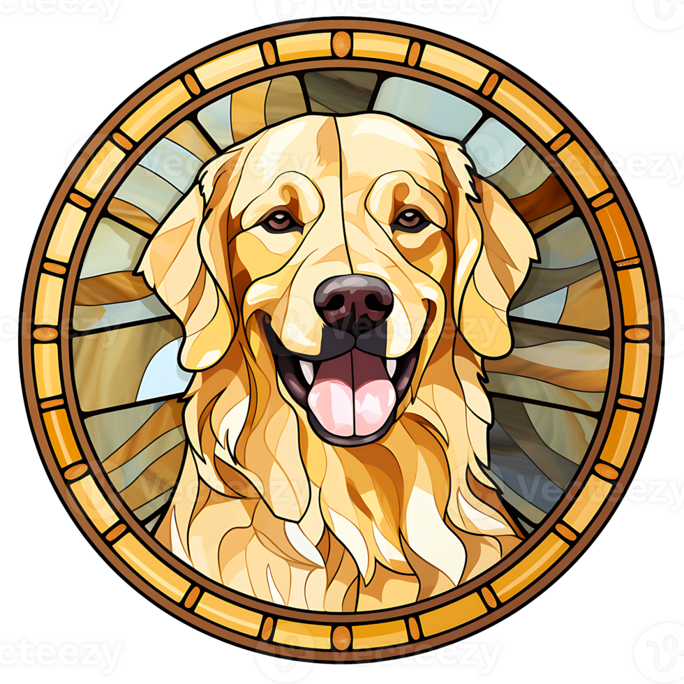 golden Retriever Hund Glasmalerei generativ ai. png