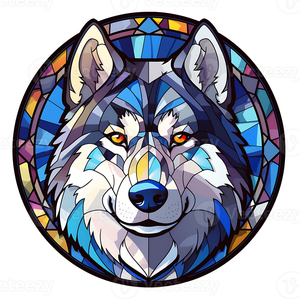 Siberian Husky Dog stained-glass Generative AI. png