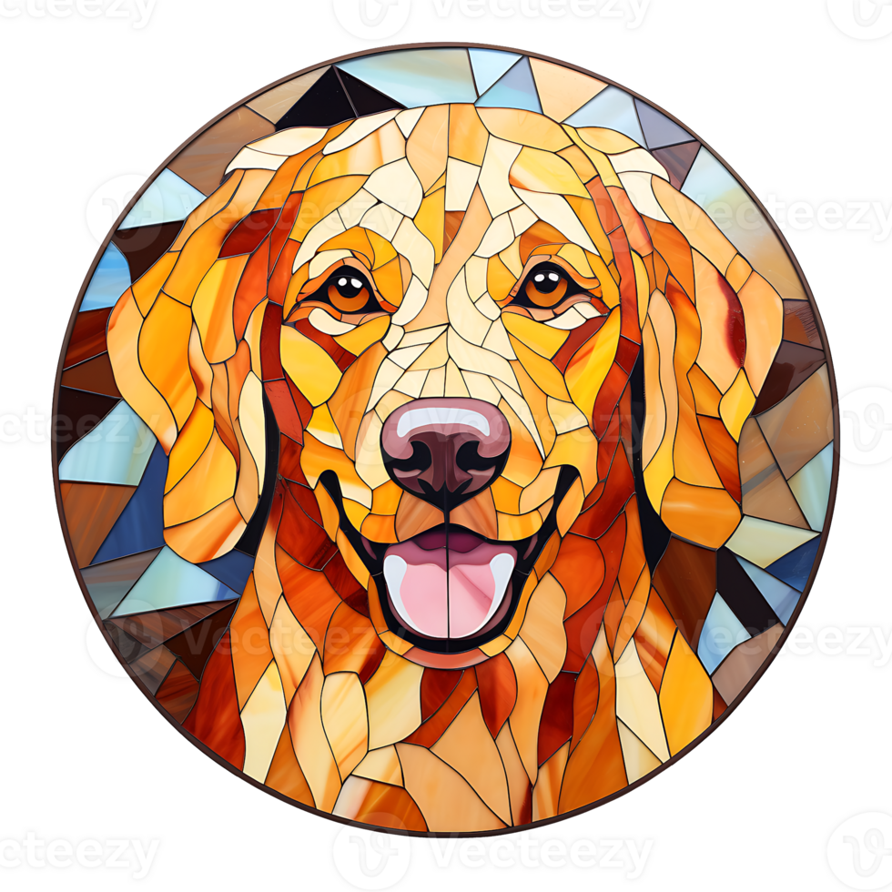 Golden Retriever Dog stained-glass Generative AI. png