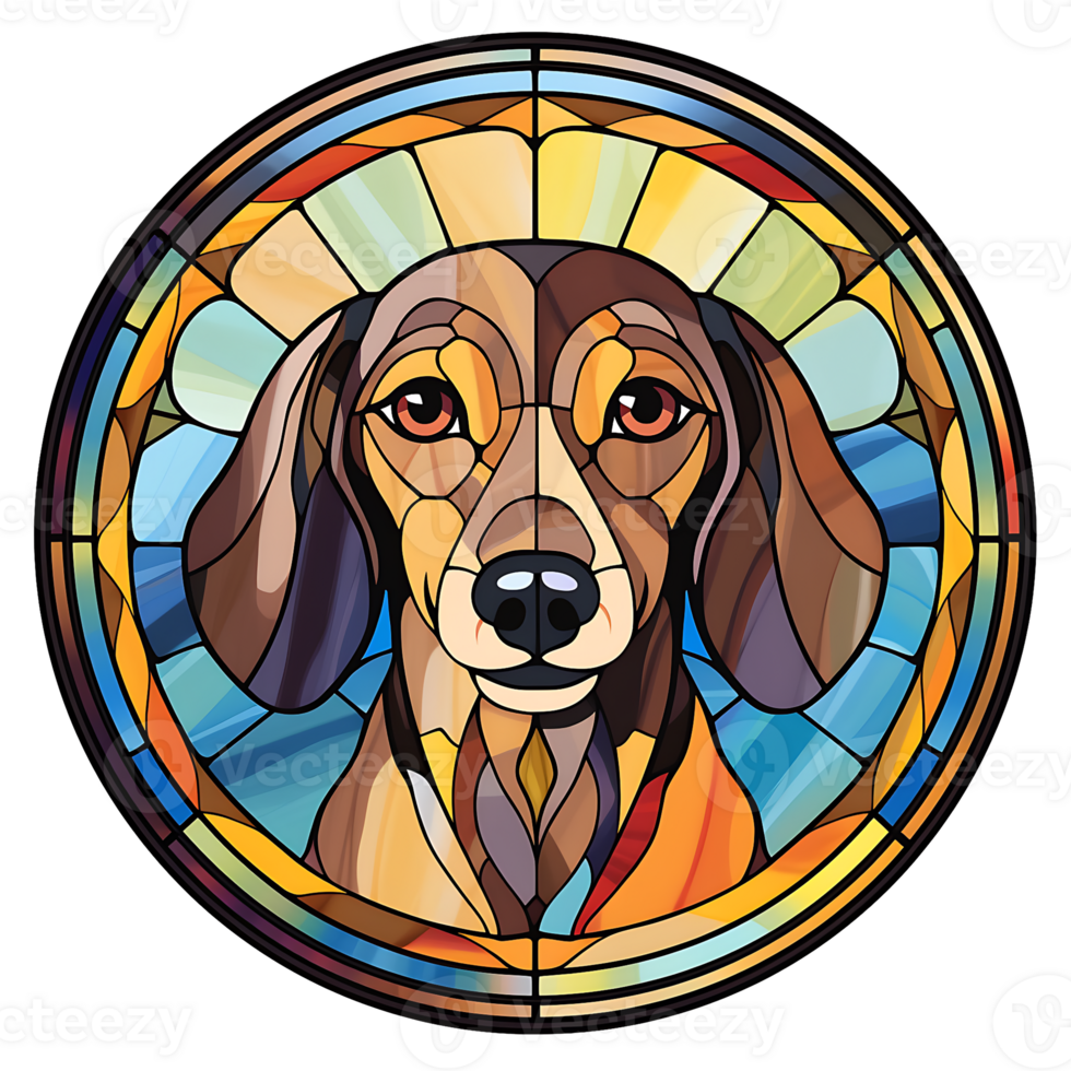 Dachshund Dog stained-glass Generative AI. png