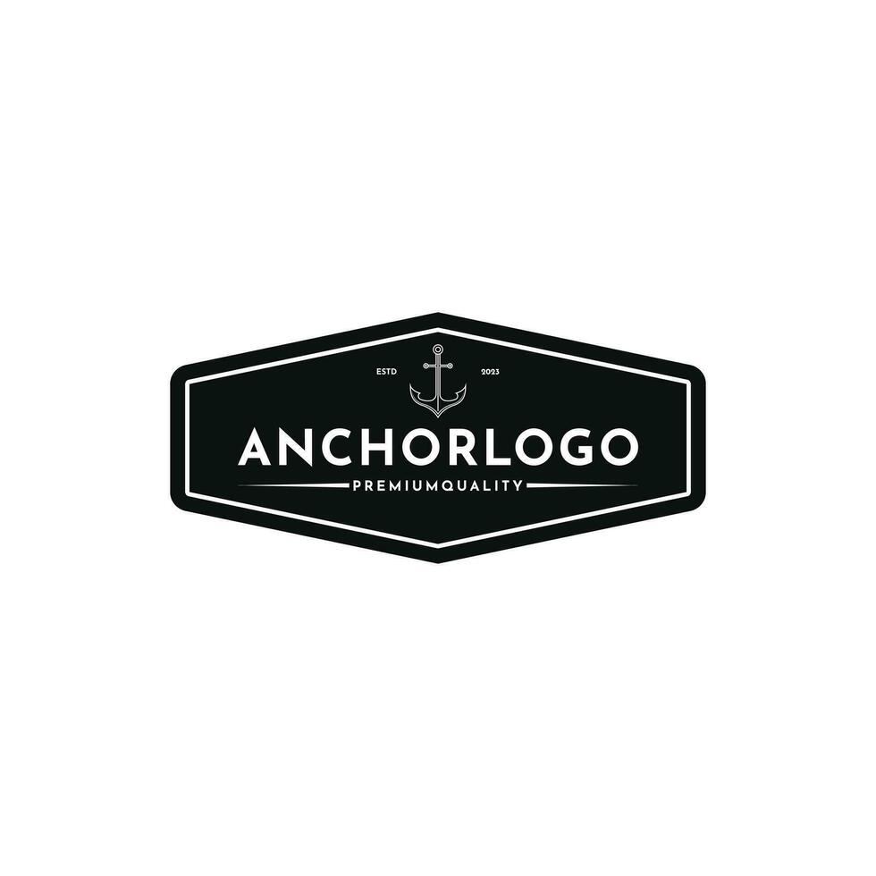 Anchor logo design vintage retro label vector