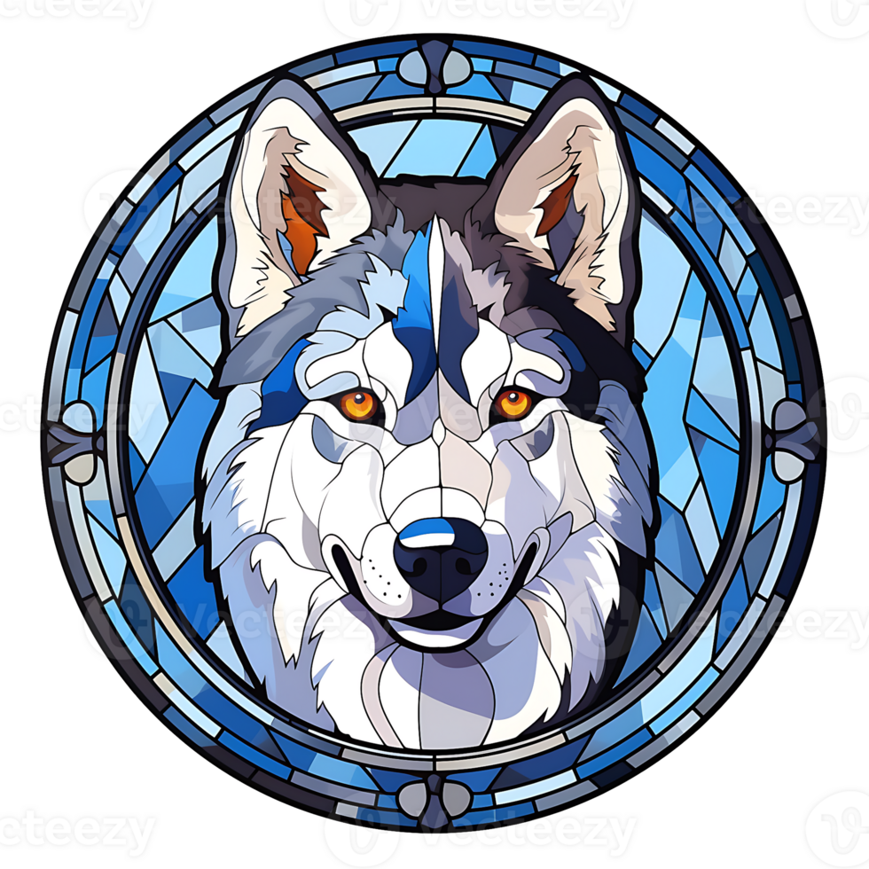 Siberian Husky Dog stained-glass Generative AI. png