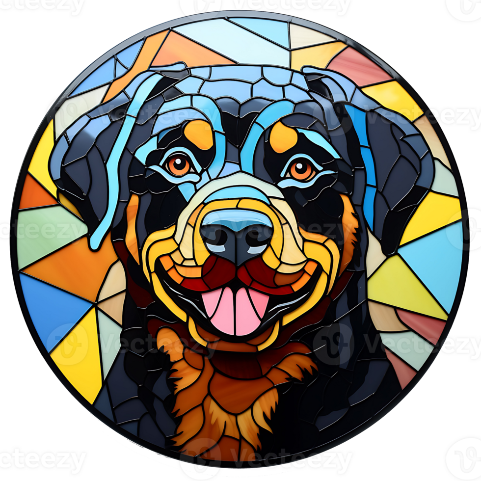 Rottweiler Dog stained-glass Generative AI. png