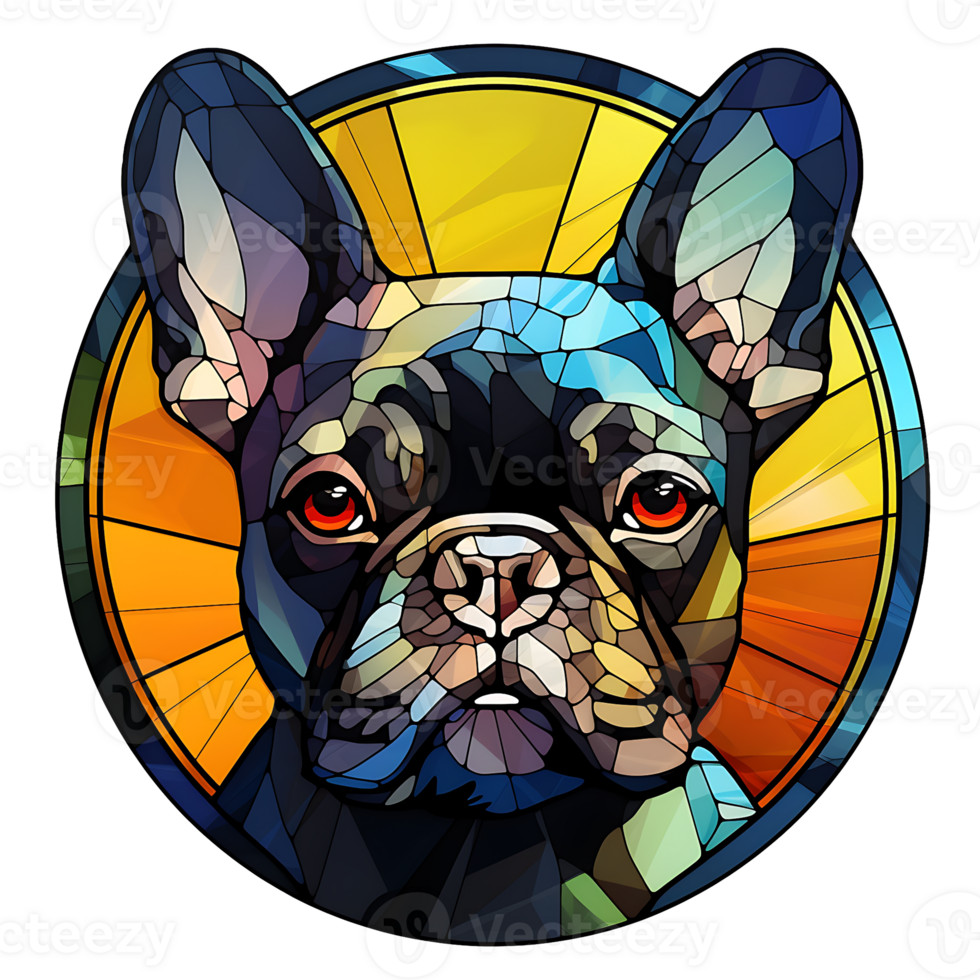 francese bulldog vetro colorato. png