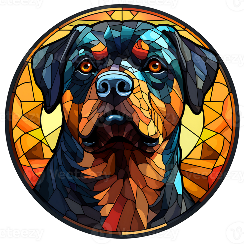 rottweiler hund färgatglas generativ ai. png