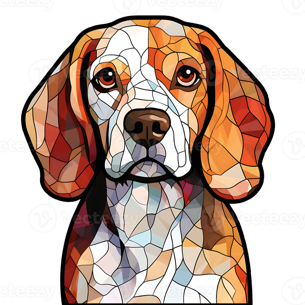 Beagle Dog stained-glass Generative AI. png