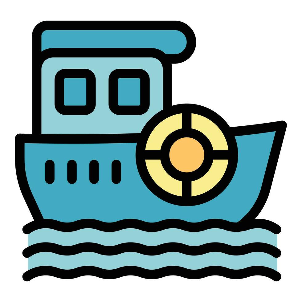 Coast guard ship icon vector flat