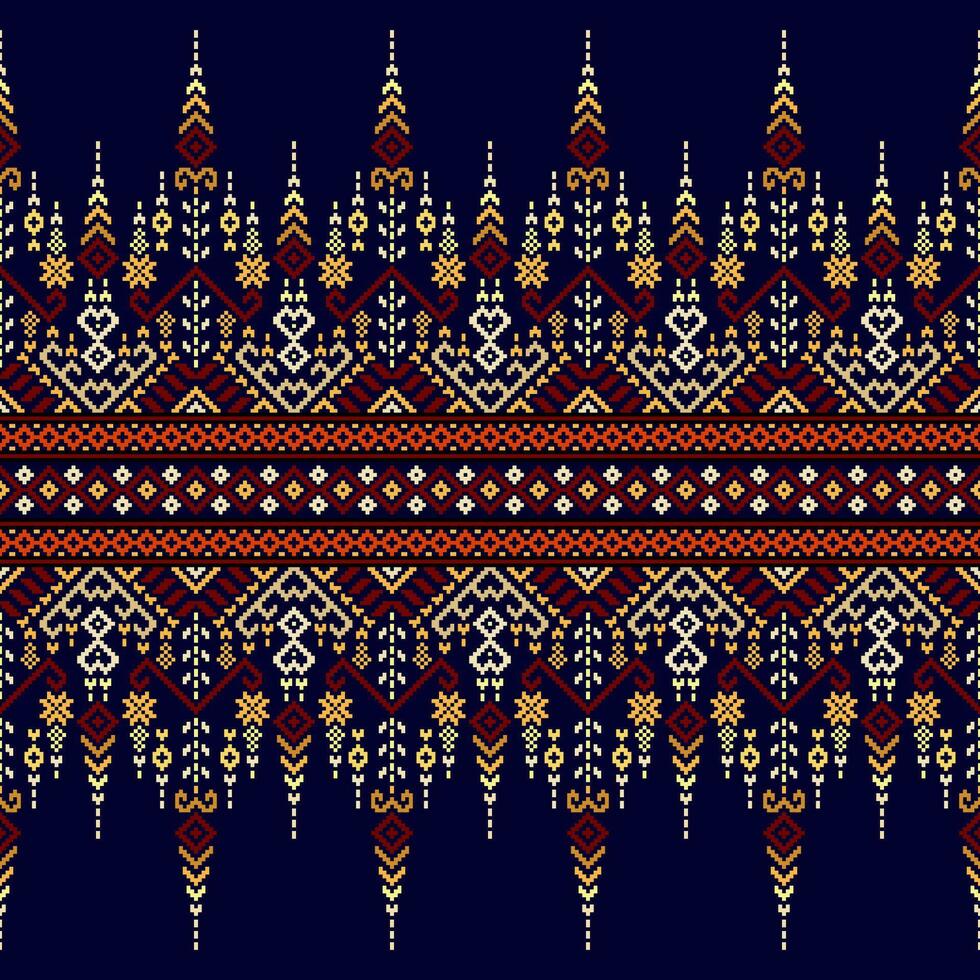 Geometric ethnic oriental pattern traditional. Pixel pattern, Embroidery style. Design for clothing, fabric, batik, background, wallpaper, wrapping, knitwear vector