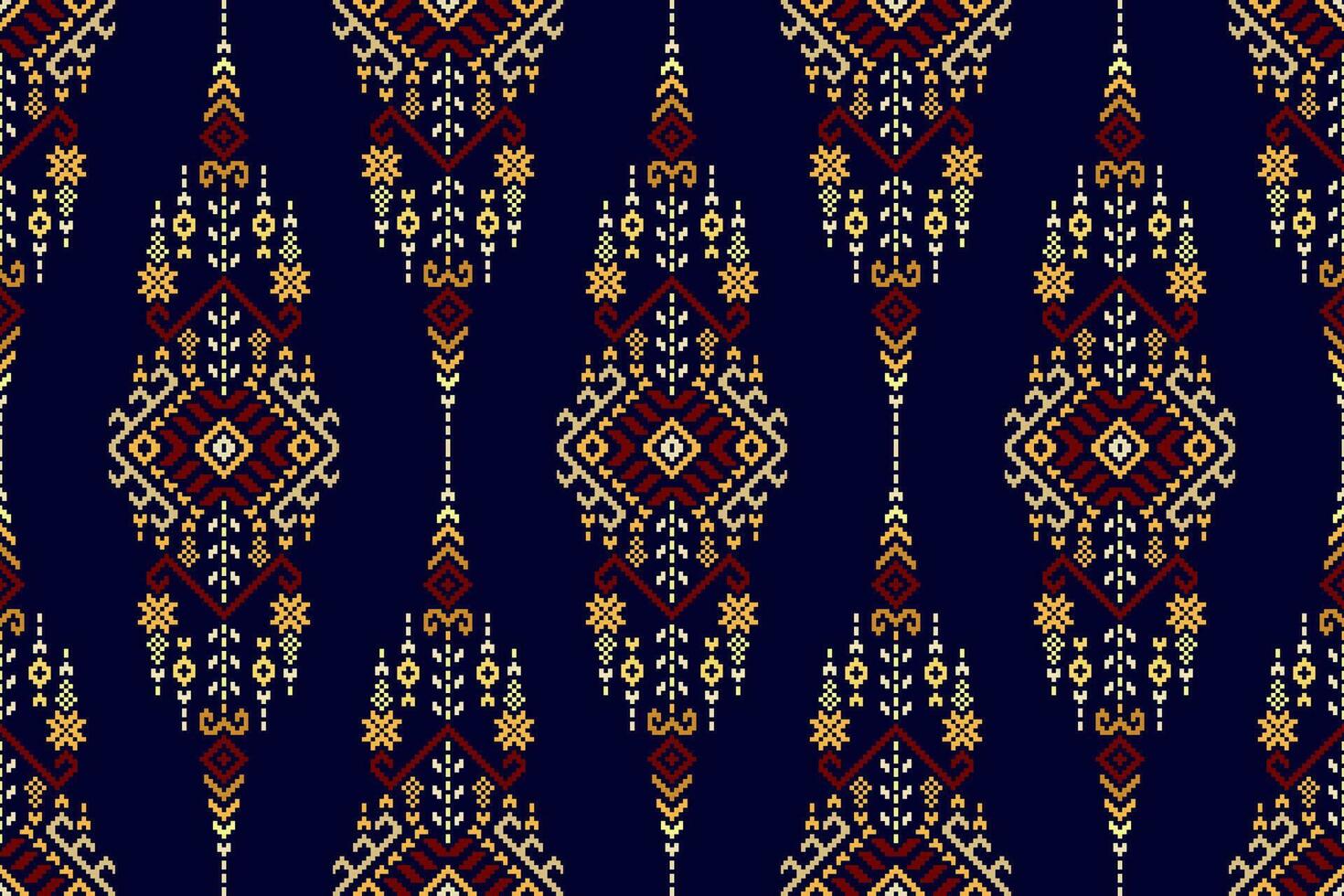 Geometric ethnic oriental seamless pattern traditional.Pixel pattern, Embroidery style.Design for clothing, fabric, batik, background, wallpaper, wrapping, knitwear vector