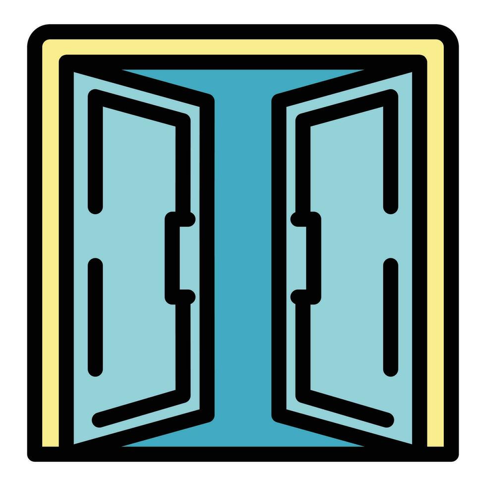 abierto puertas icono vector plano
