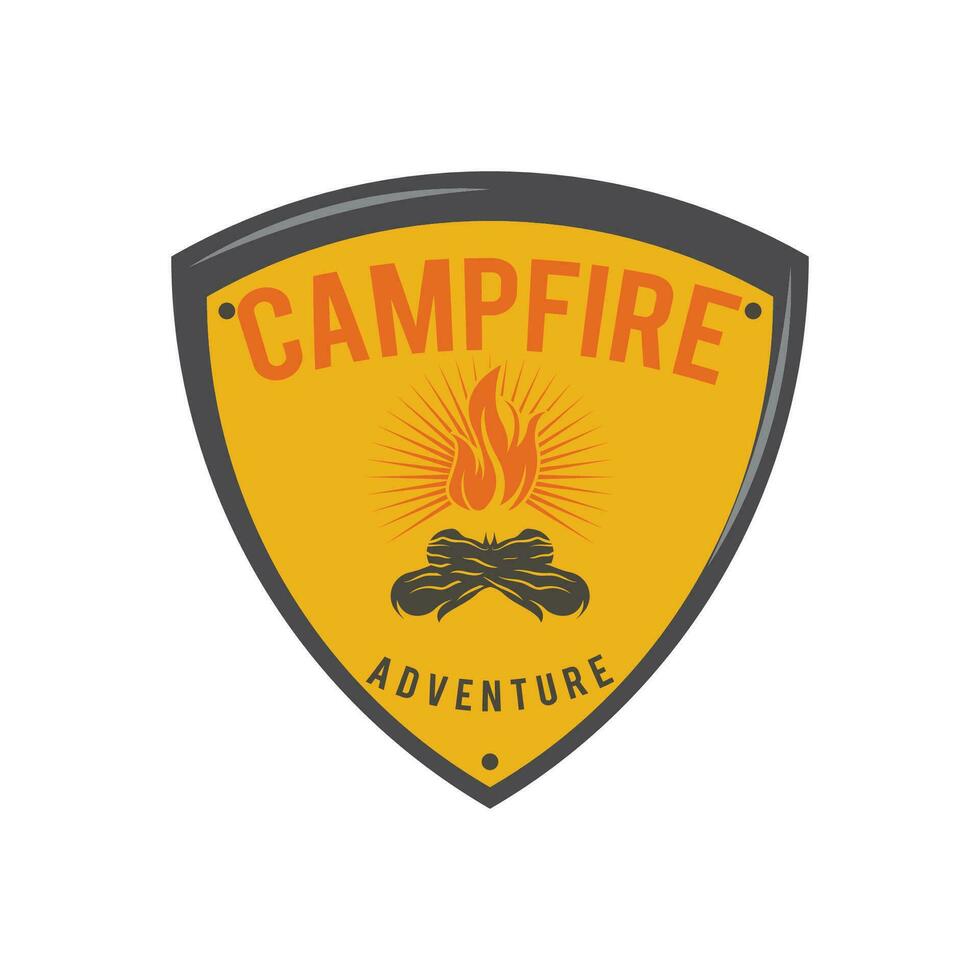 Bonfire Campfire Camp Fire place wood flame vintage retro vector