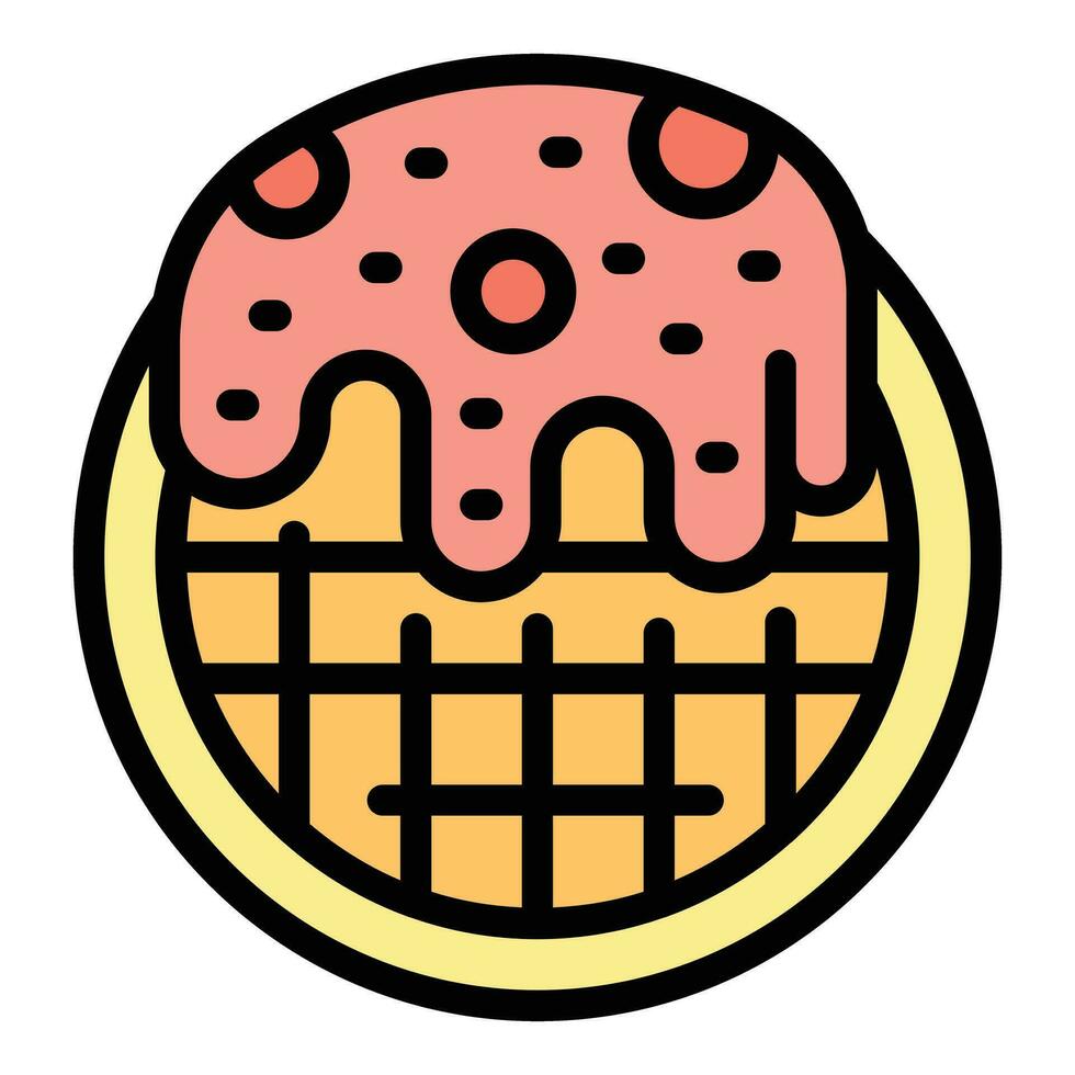 Cream waffle icon vector flat