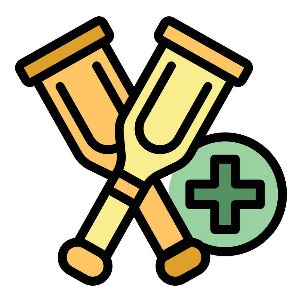 Medical crutches icon vector flat