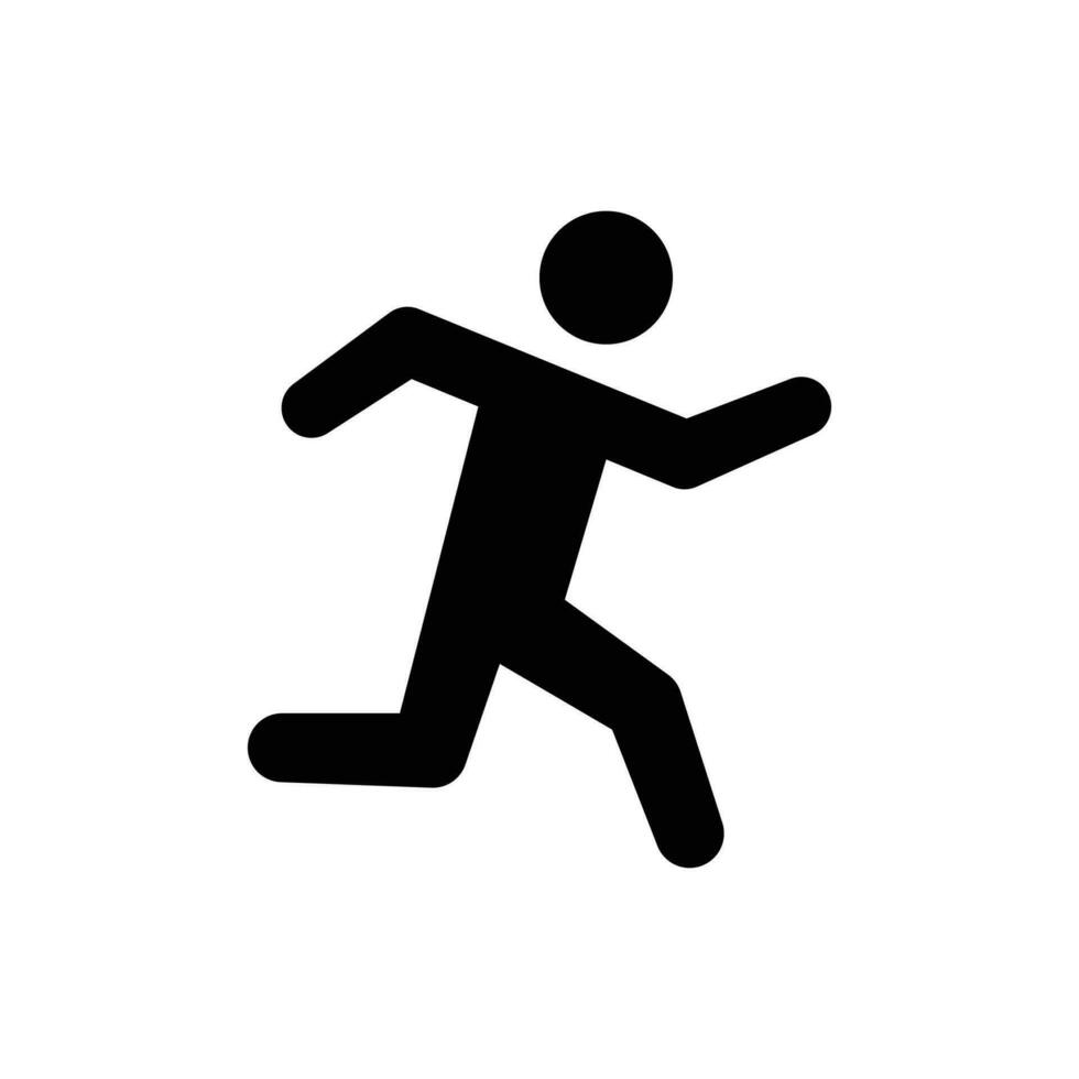 Run icon. Simple solid style. Running man, person, active, action, runner, athlete, sprint, fast, people, sport concept. Black silhouette, glyph symbol. Vector isolated on white background. SVG.