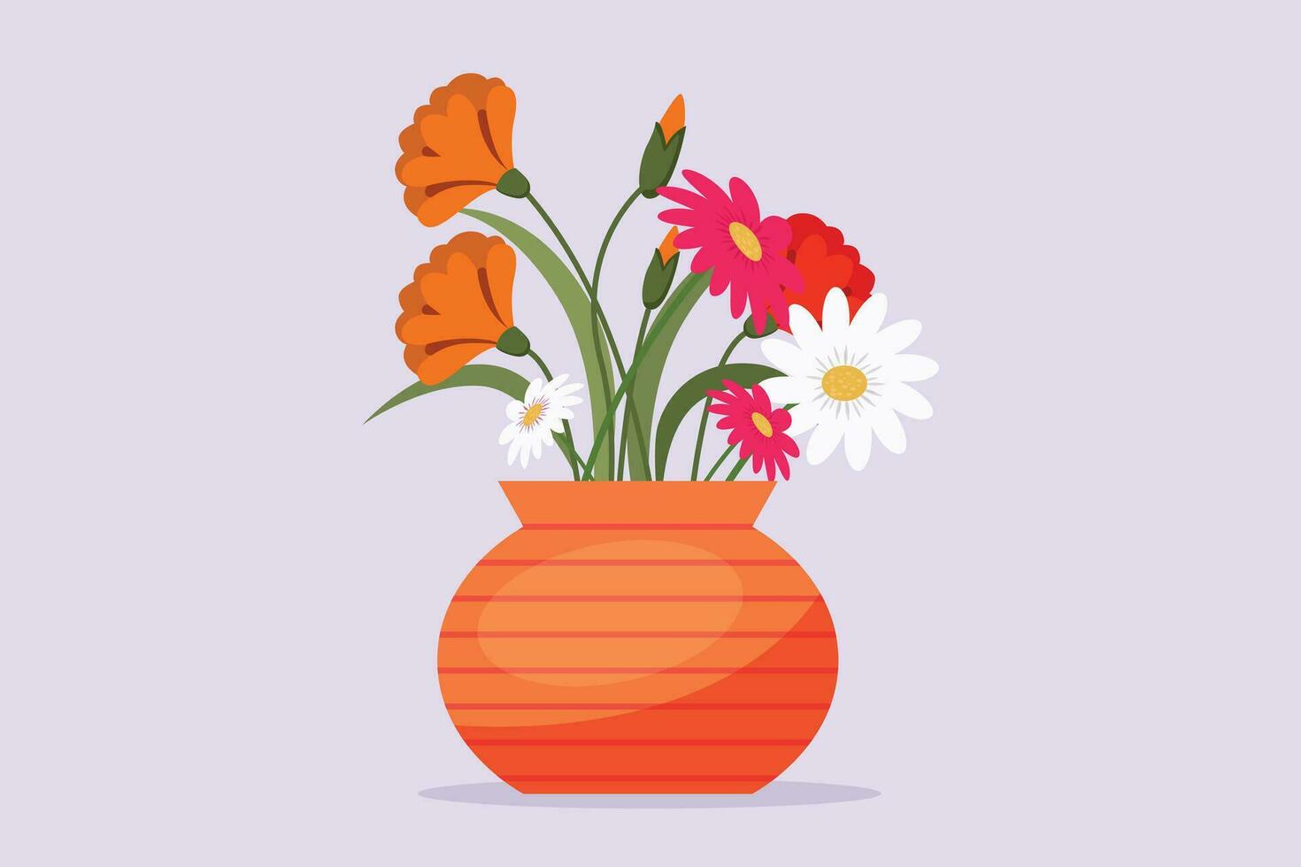 Multicolored blooming flowers concept. Colored flat vector illustration isolated.