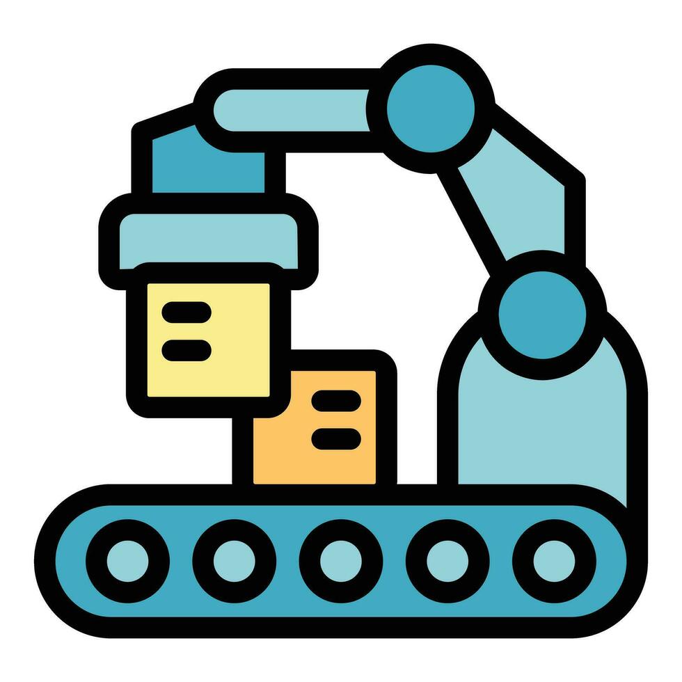Line robot factory icon vector flat
