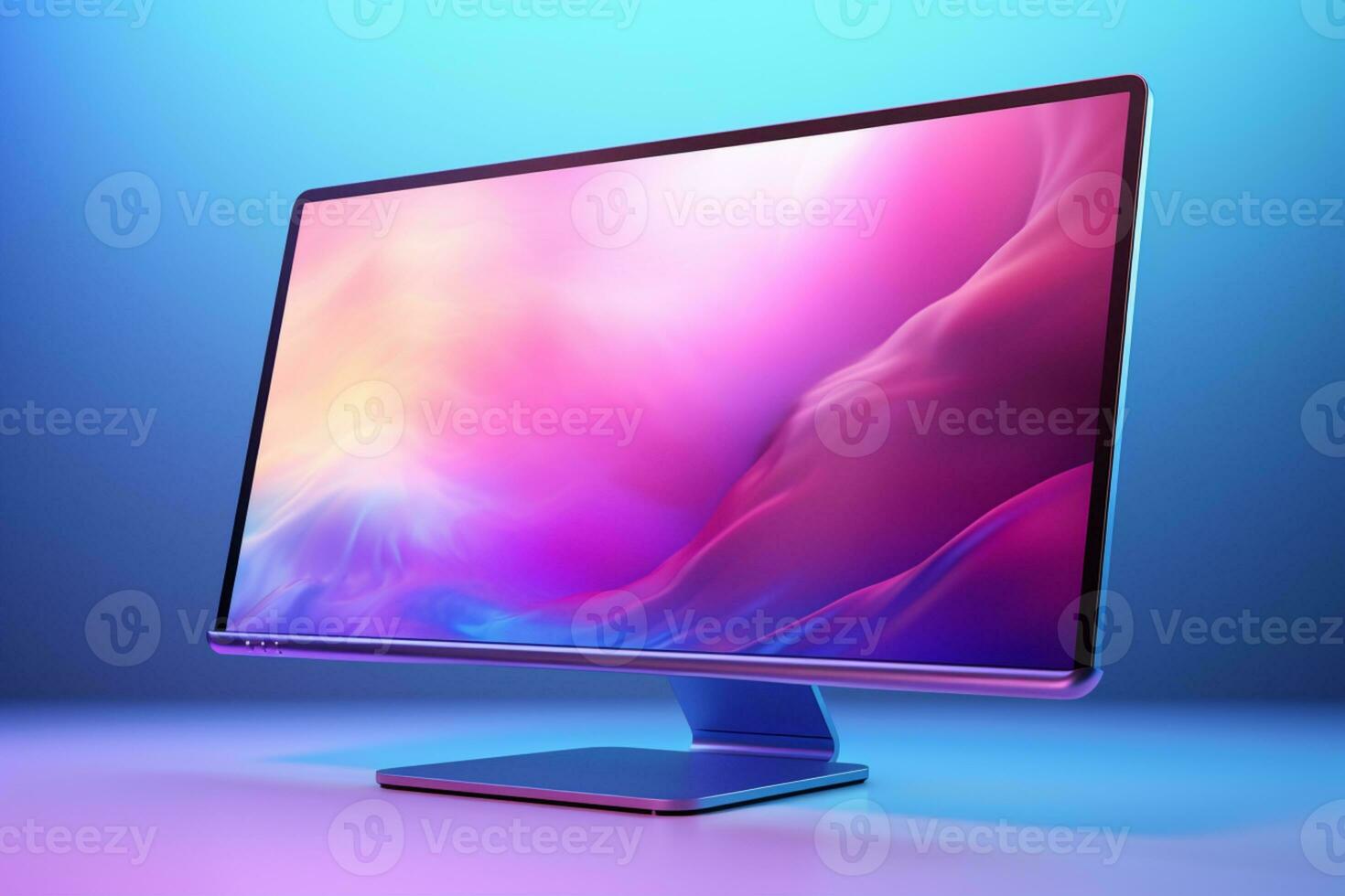 3d illustration of Desktop Computer-Colorful Monitor Screen, product design, AI Generative photo