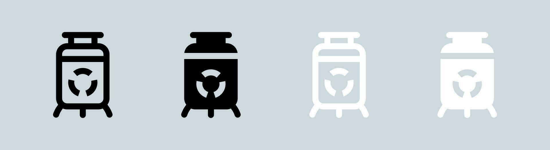 Nuclear icon set in black and white. Atomic energy signs vector illustration.