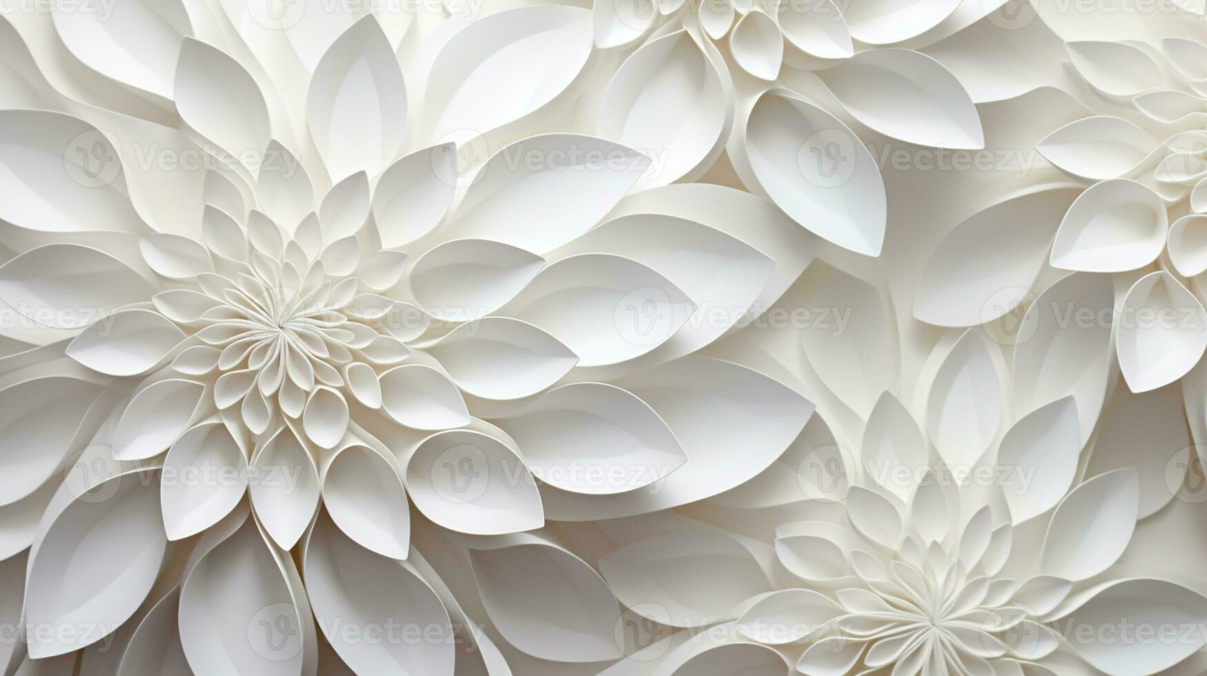white paper flowers background, wedding decoration, bridal bouquet, greeting card template, copy space, AI Generative photo