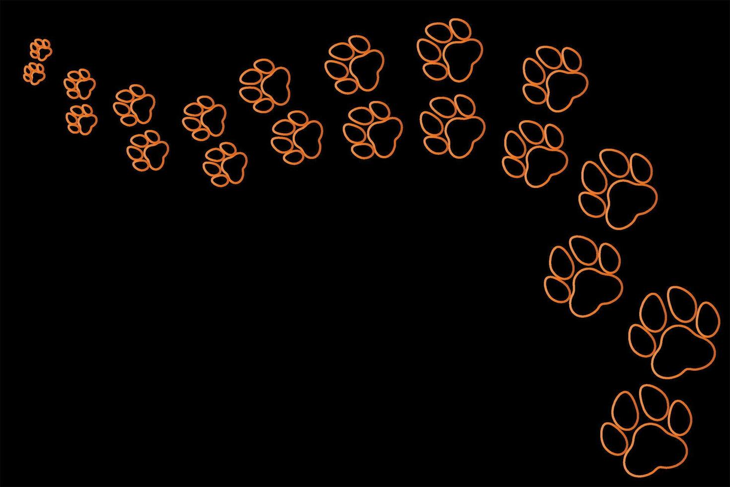 bright paw path on black background vector