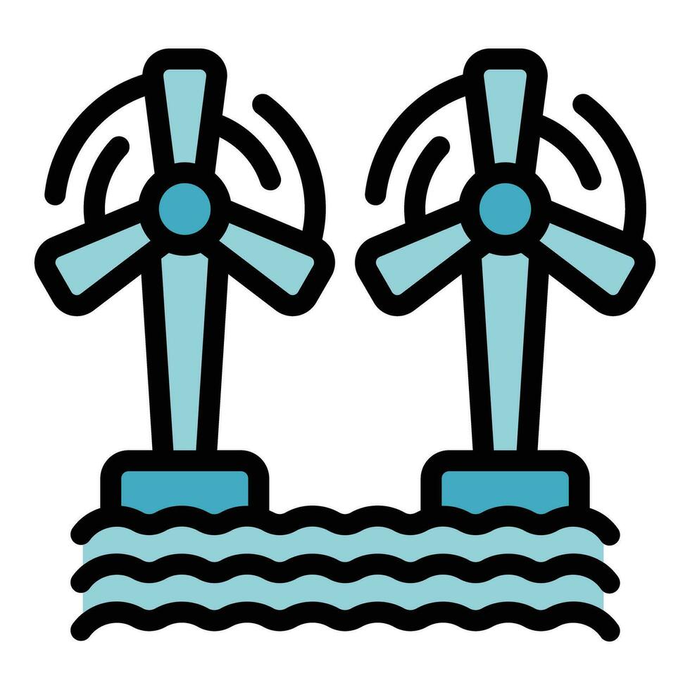 Sea turbine icon vector flat