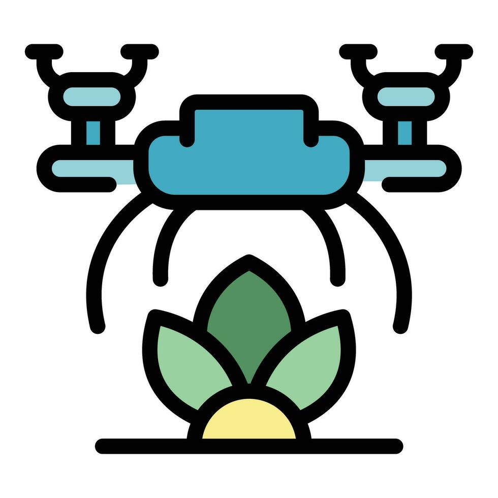 Drone plant care icon vector flat