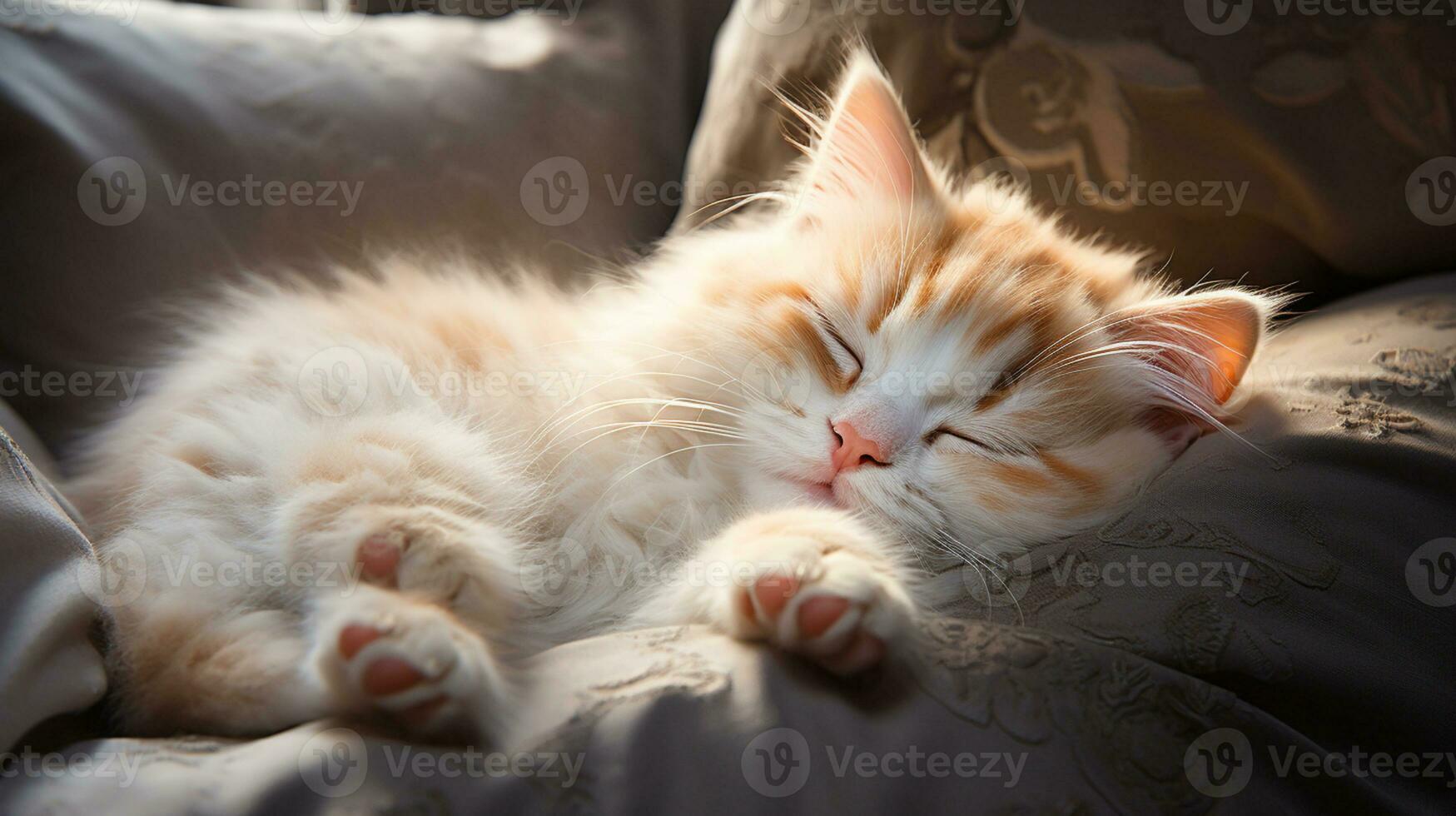 pacíficamente dormido bebé gato, acogedor linda gatito siesta, ai generativo foto