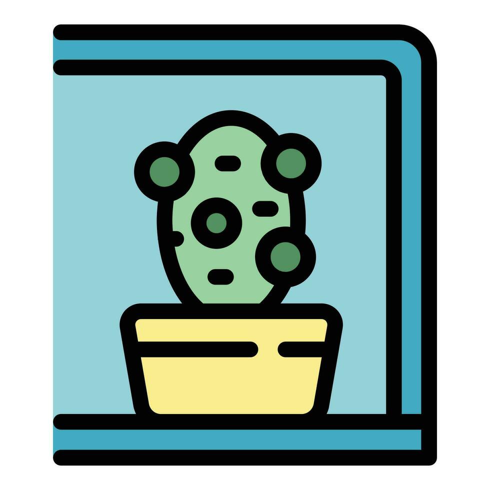 Cactus pot icon vector flat