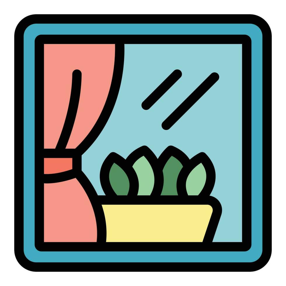 Flower window icon vector flat