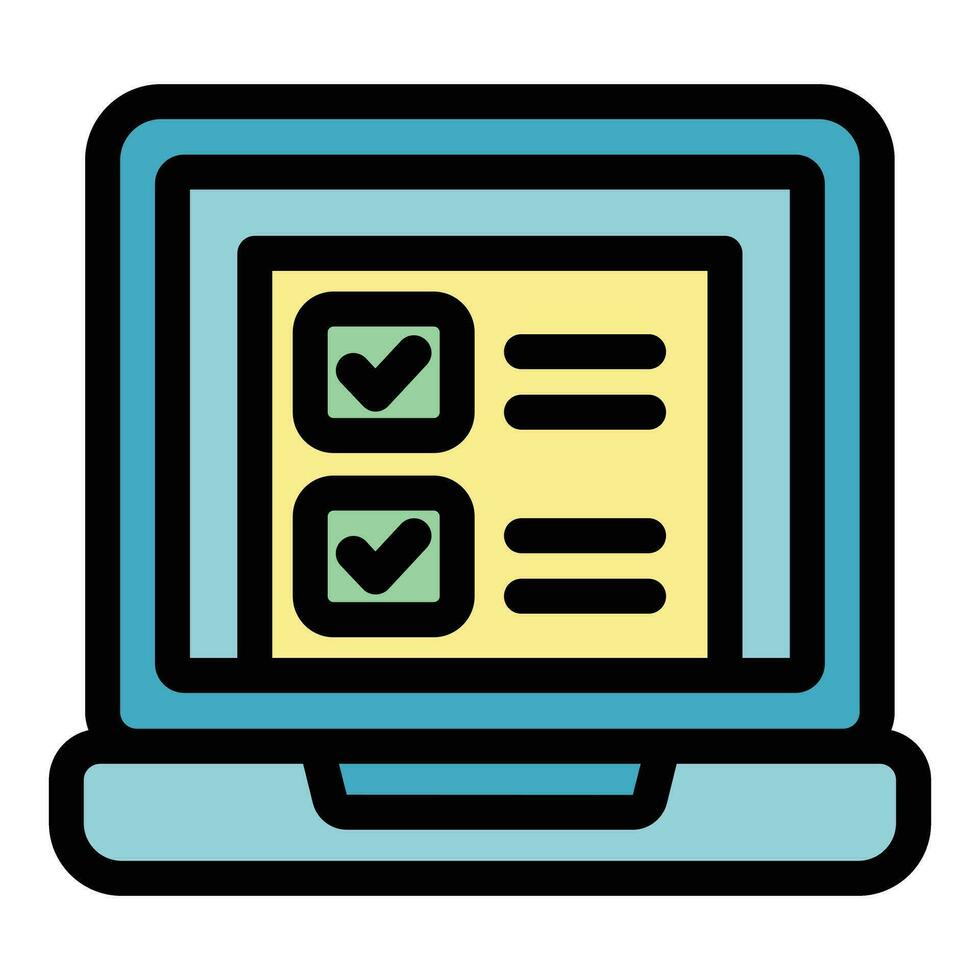 Laptop vote icon vector flat