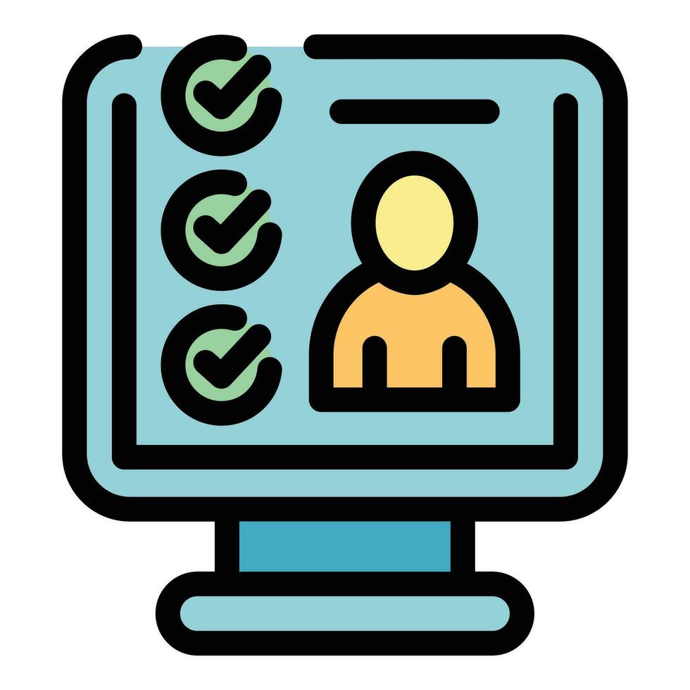 Monitor survey icon vector flat