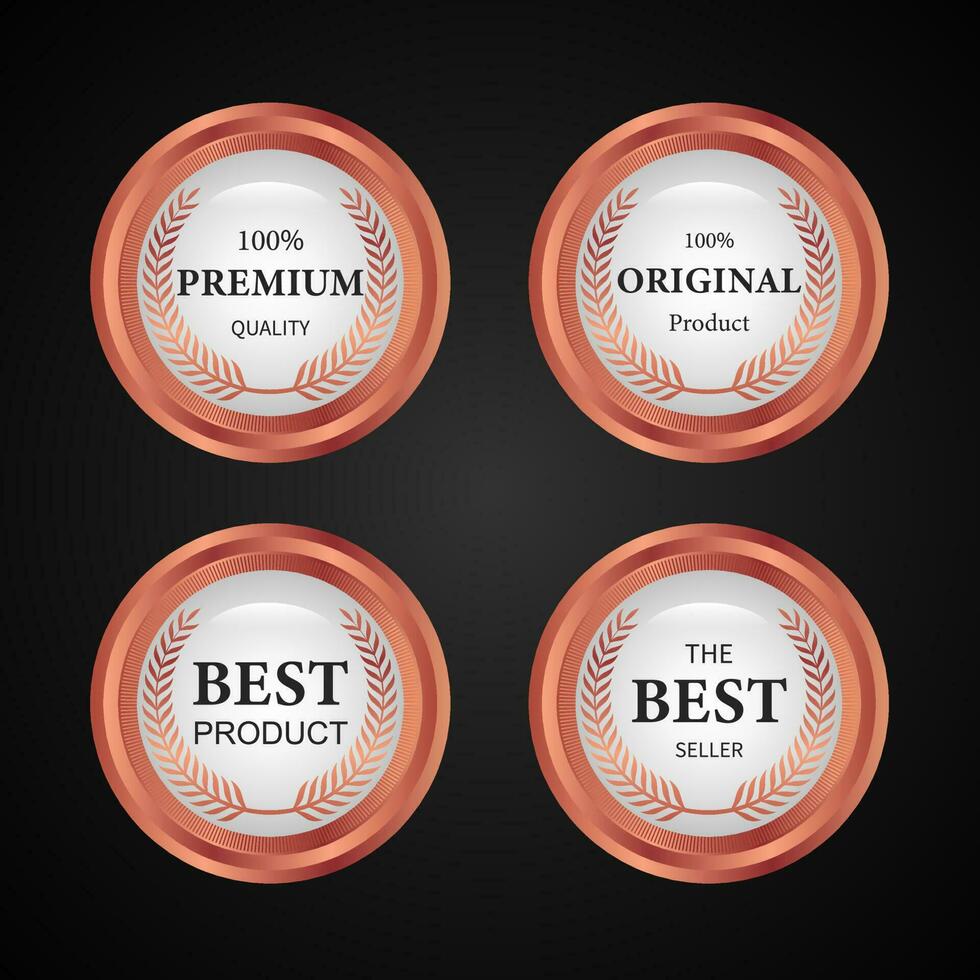 Collection of bronze badges and labels retro style. Vector illustration.
