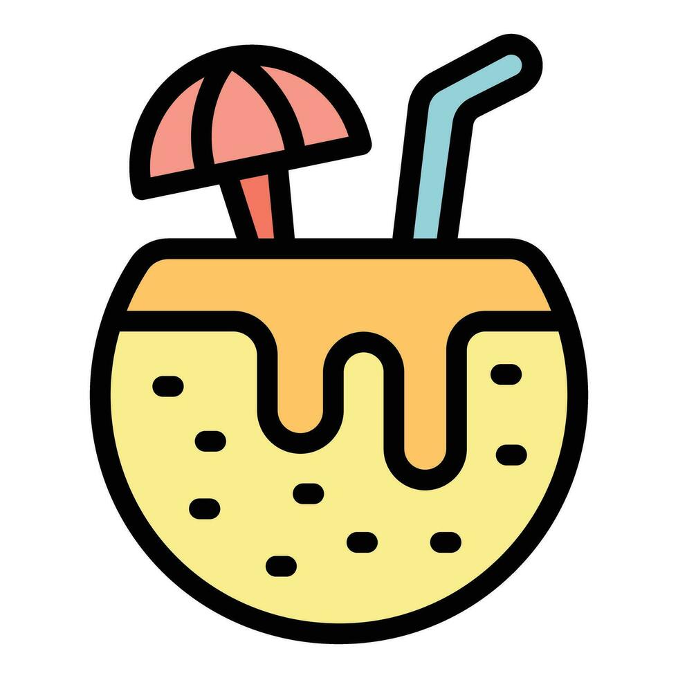 Summer cocktail icon vector flat