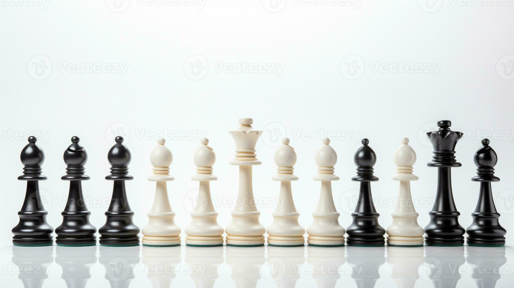 Chess Game use strategies to rules the board, Decision Making match, chess piece Isolated on White Background, AI Generated photo