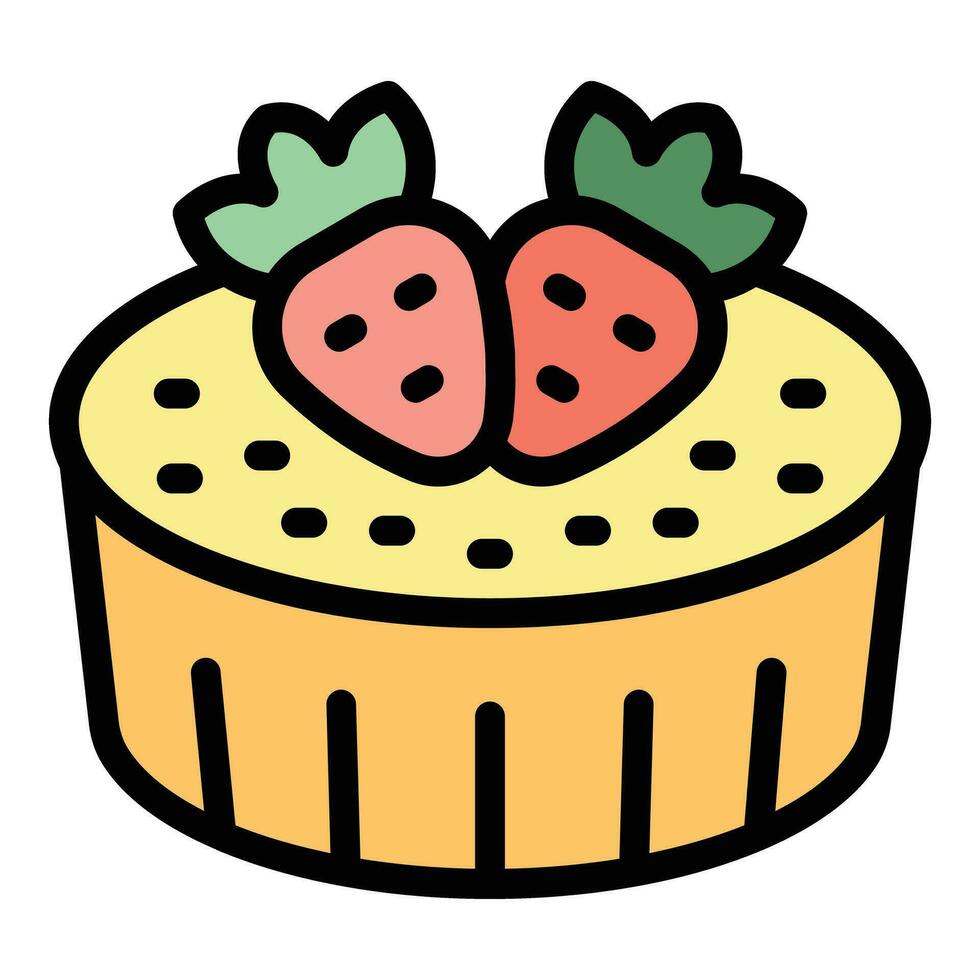 Cream cheesecake icon vector flat