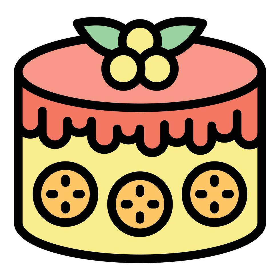 Piece cake fruit icon vector flat