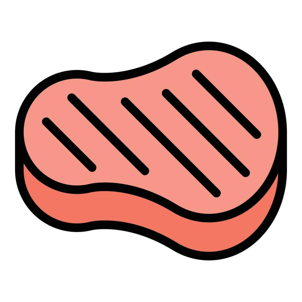 Grilled steak icon vector flat