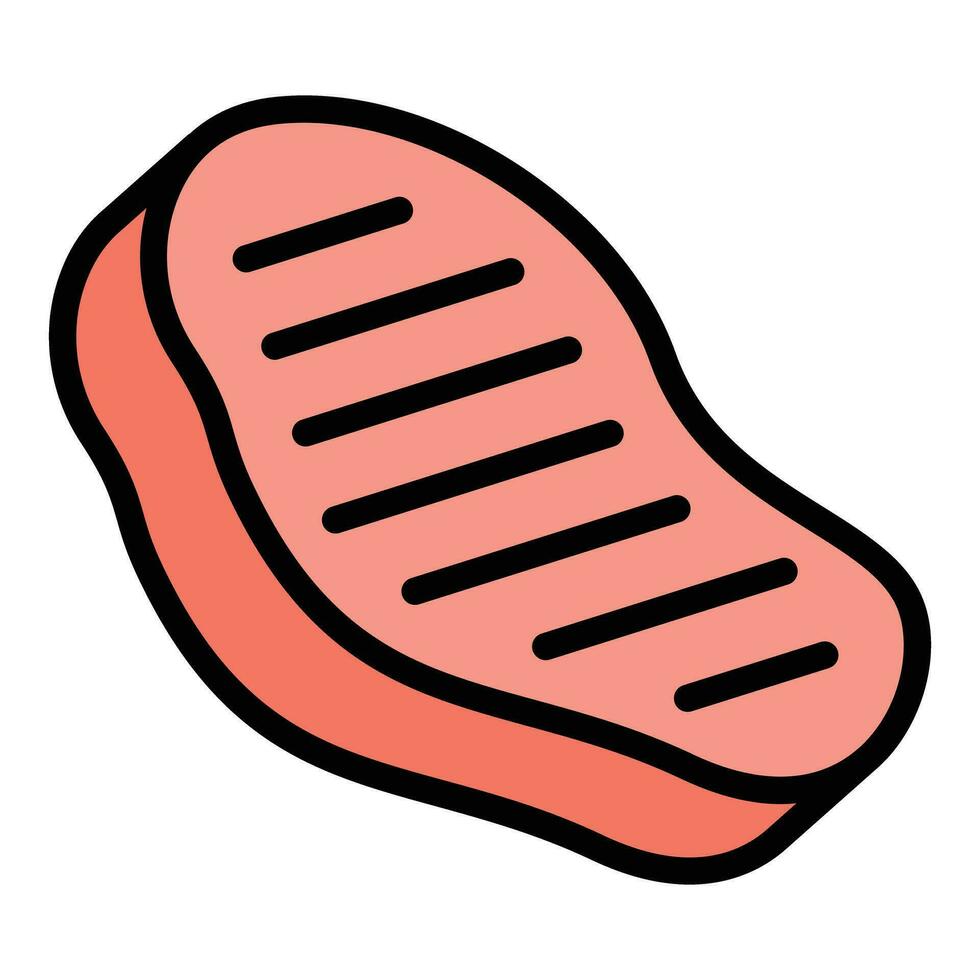 Meat steak icon vector flat