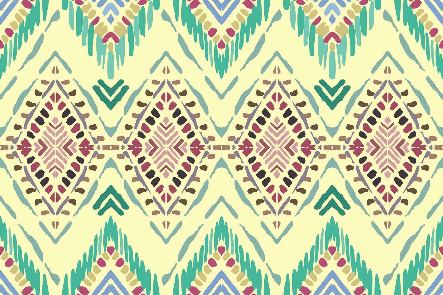 Ikat paisley embroidery on the fabric in Indonesia,India and asian countries.geometric ethnic oriental seamless pattern.Aztec style. illustration.design for texture,fabric,clothing,wrapping,carpet. vector