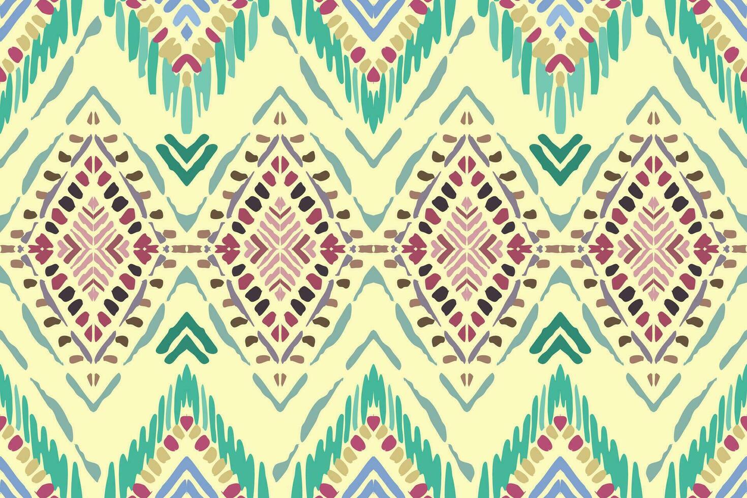 ikat cachemir bordado en el tela en indonesia, india y asiático países.geométricos étnico oriental sin costura patrón.azteca estilo. ilustración.diseño para textura,tela,ropa,envoltura,alfombra. vector