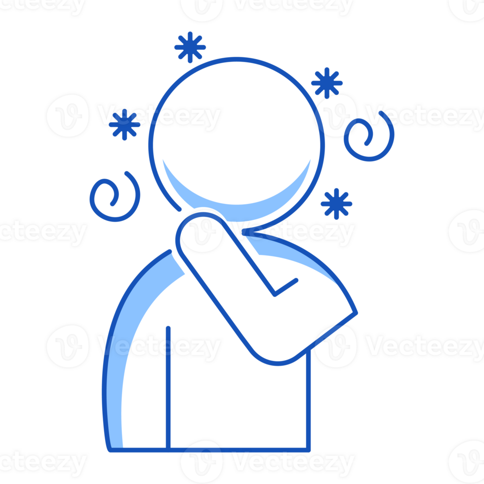Cough Set of Cold Flu Allergy and Sick Doodle Style png