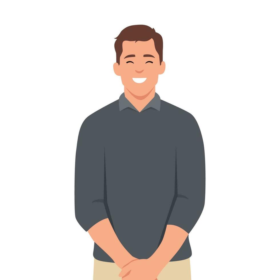 Portrait of a young man smiling. vector