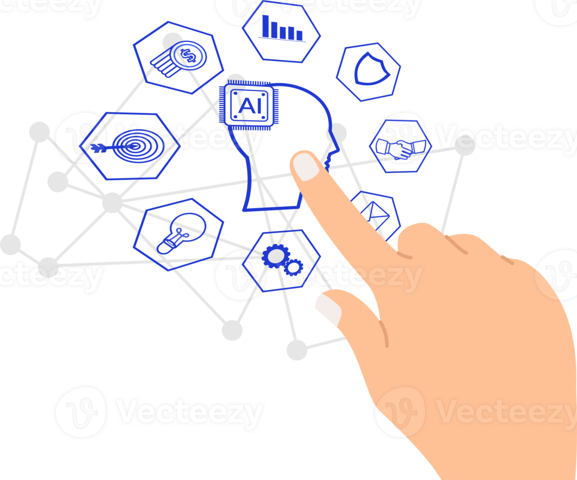 humano mano dedo conmovedor negocio icono virtual artificial inteligencia png